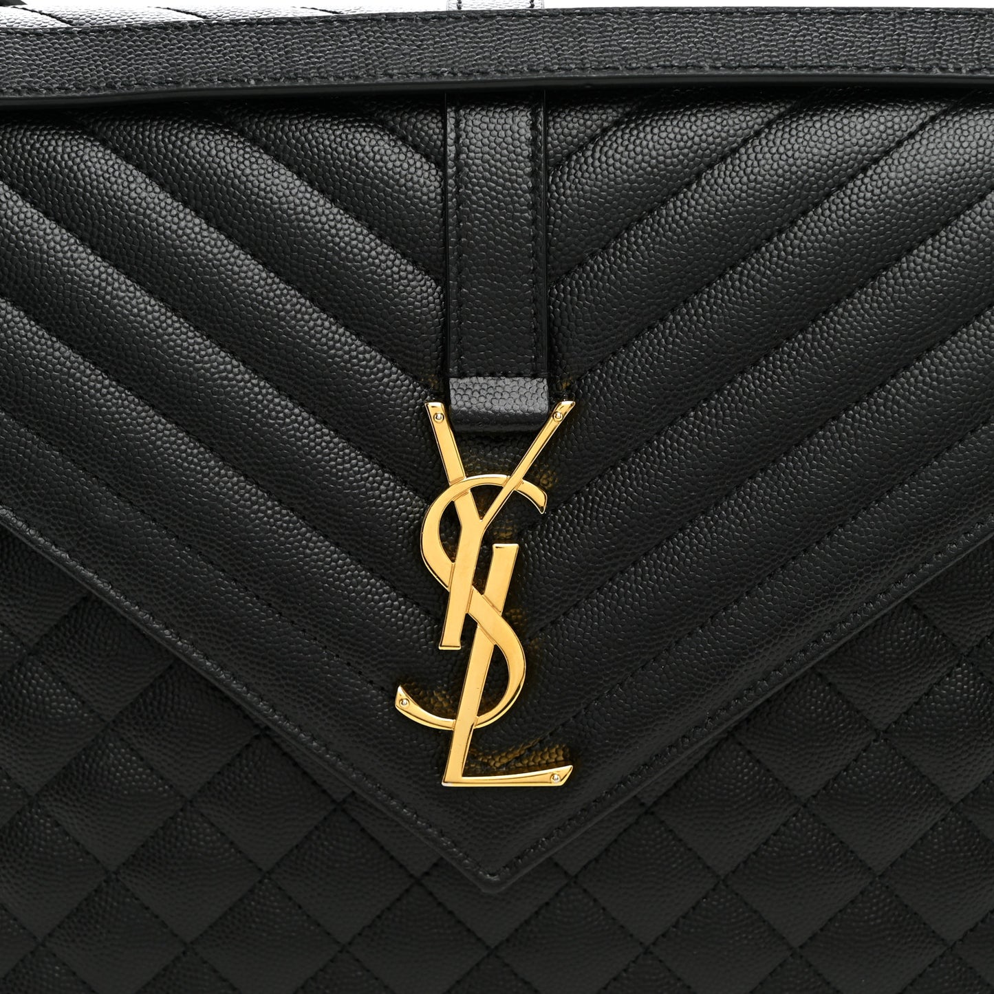 Grain De Poudre Textured Mixed Matelasse Large Triquilt Monogram Satchel Black