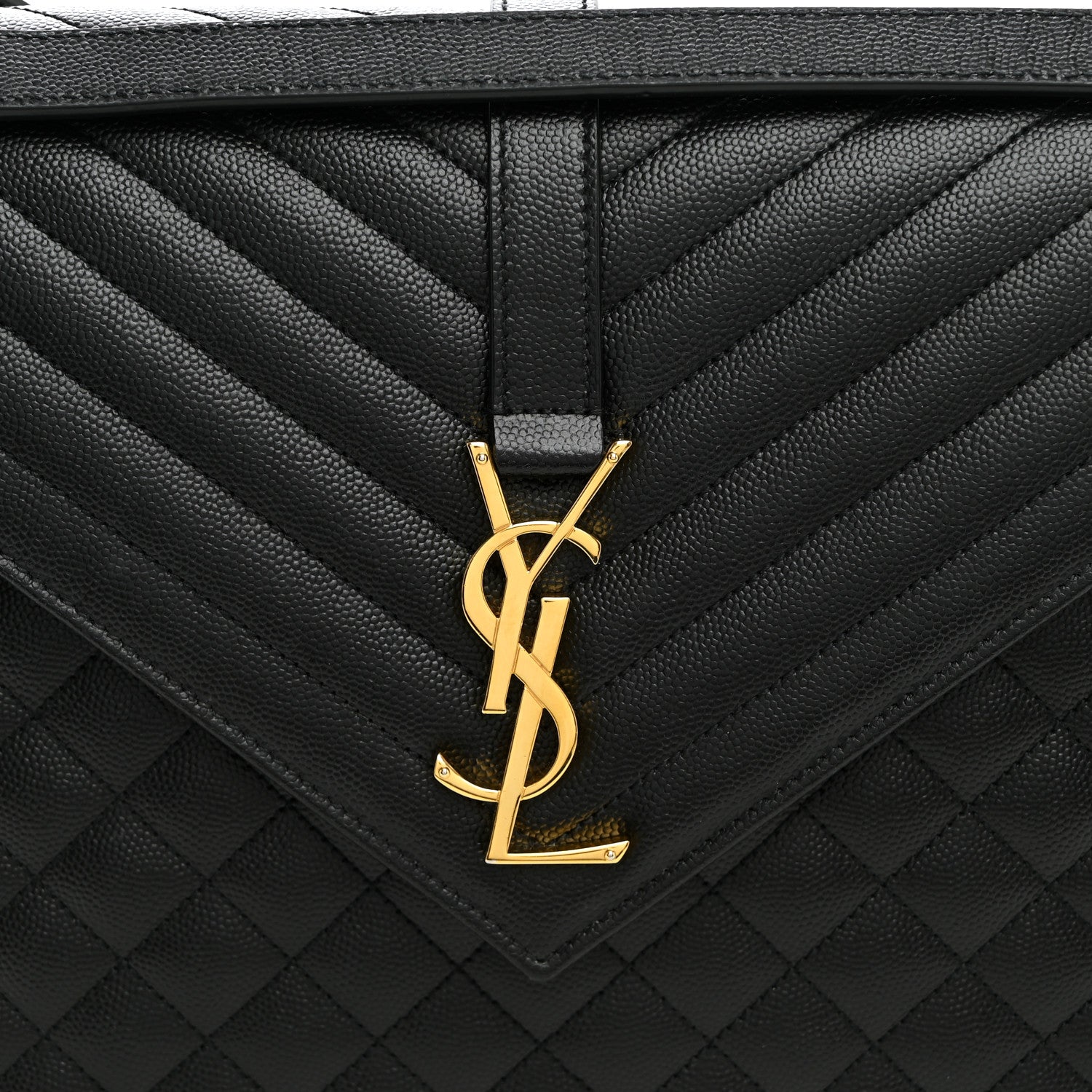 Saint Laurent Grain De Poudre Textured Mixed Matelasse Large Triquilt Monogram Satchel Black 8 of 10