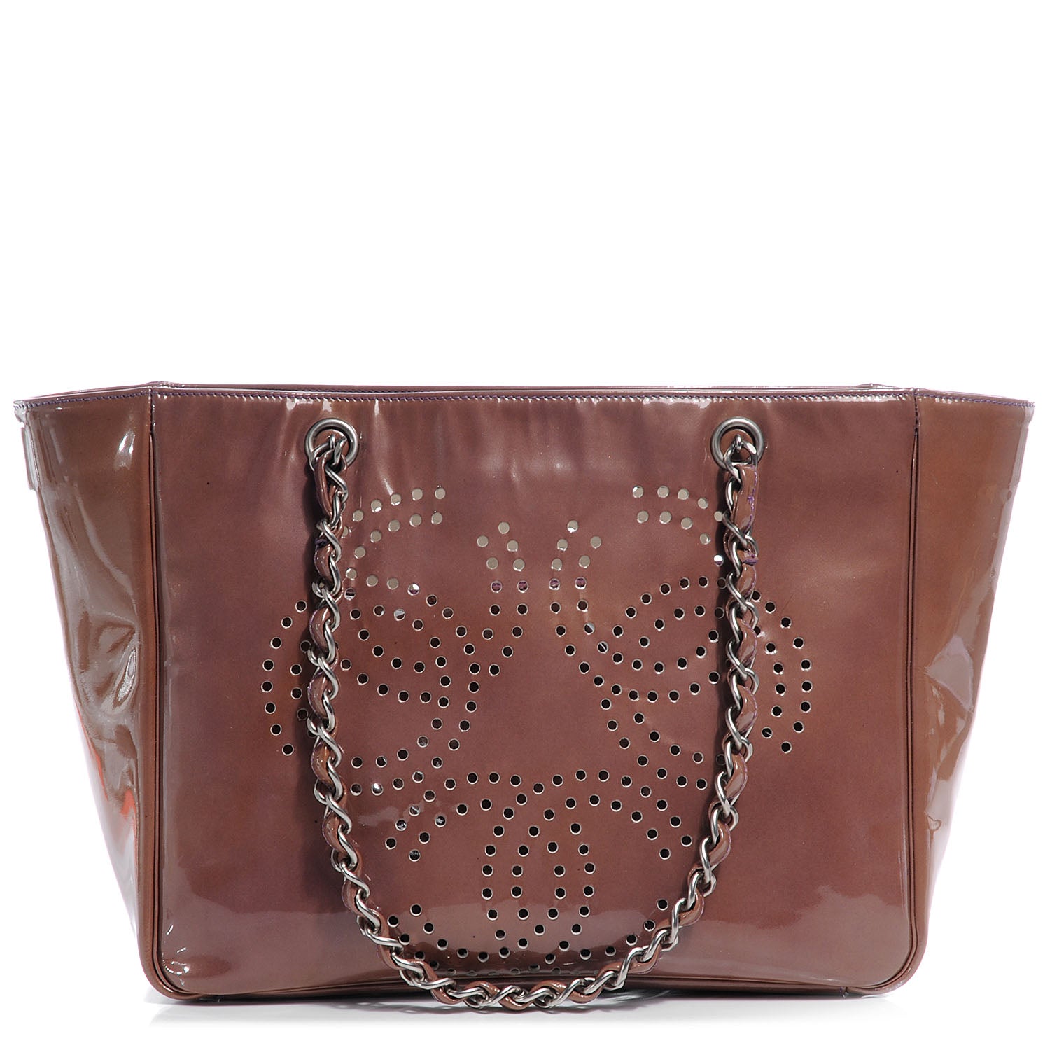 Chanel Patent Perforated CC Shopping Tote Pink 1 of 8
