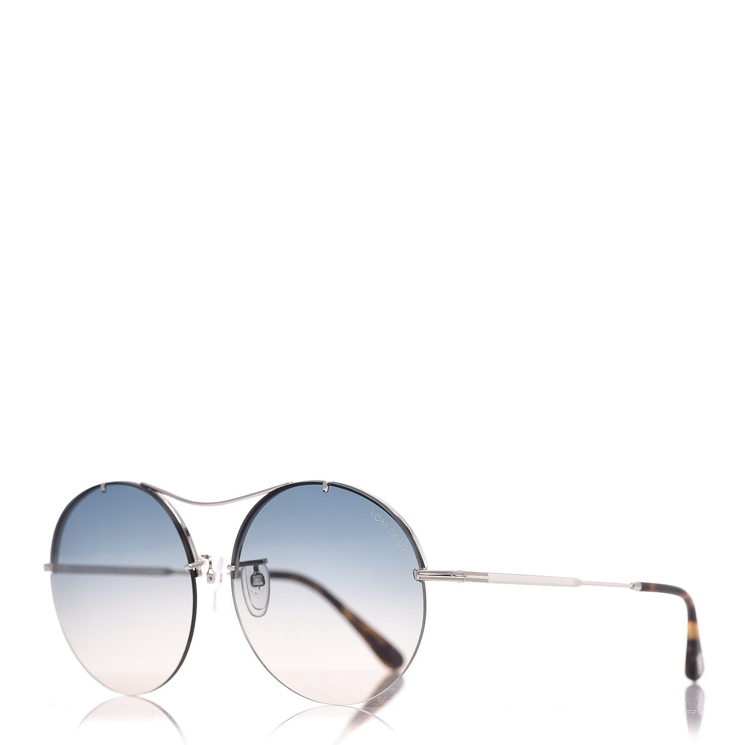 Tom Ford Veronique Round Frame Sunglasses TF565 Shiny Silver 1 of 9