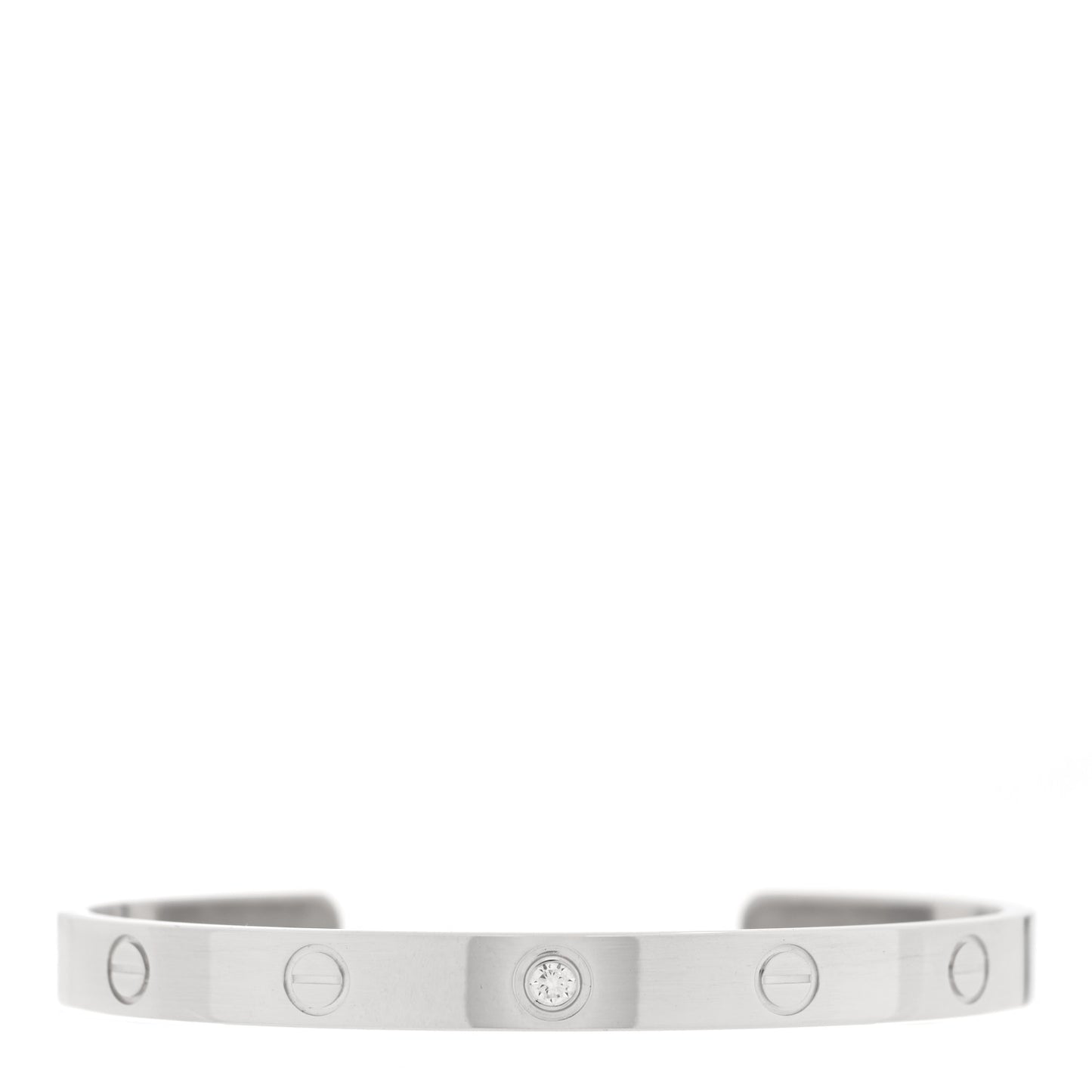 18K White Gold 1 Diamond LOVE Cuff Bracelet 18