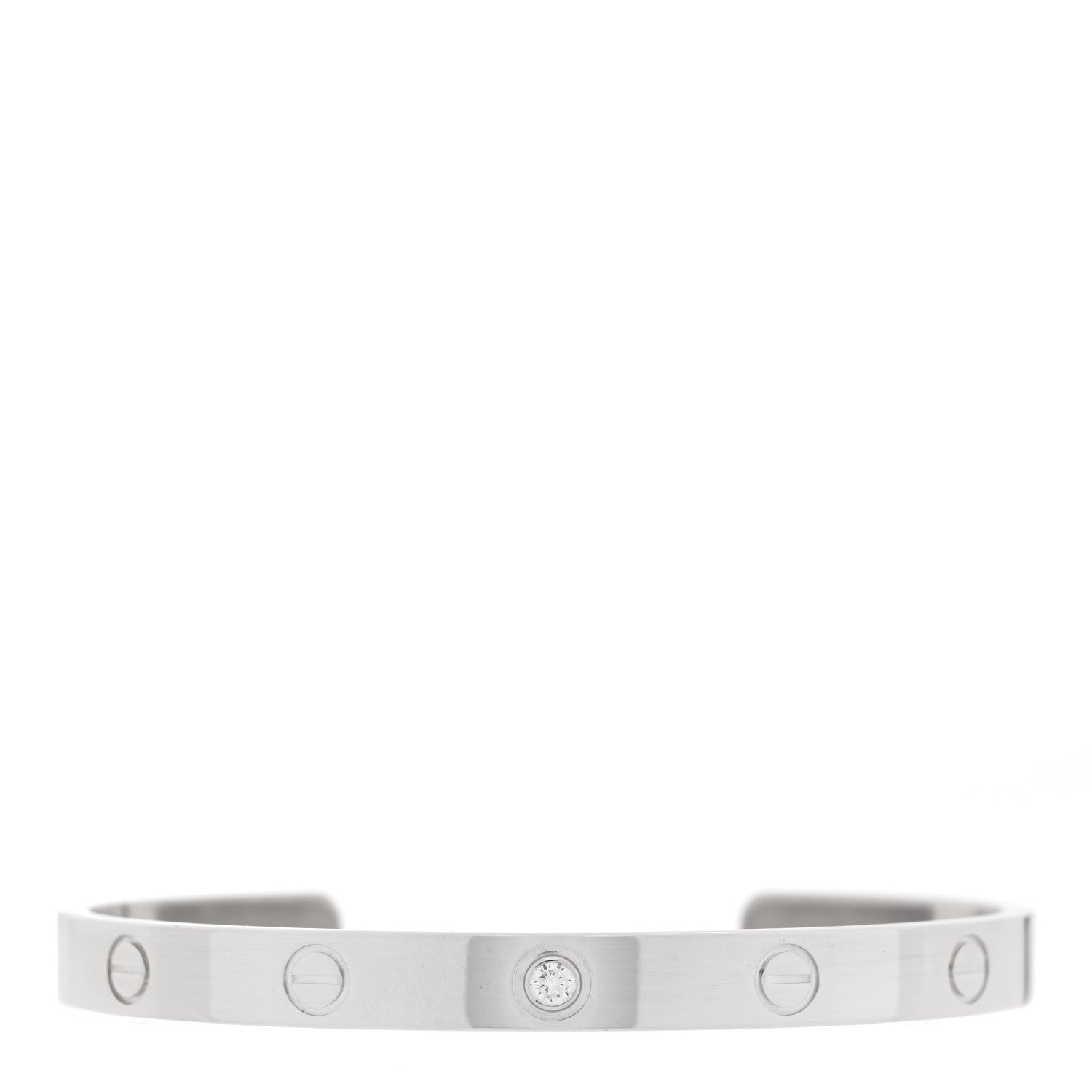 Cartier 18K White Gold 1 Diamond LOVE Cuff Bracelet 18 1 of 4