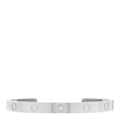 Cartier 18K White Gold 1 Diamond LOVE Cuff Bracelet 18 1 of 4