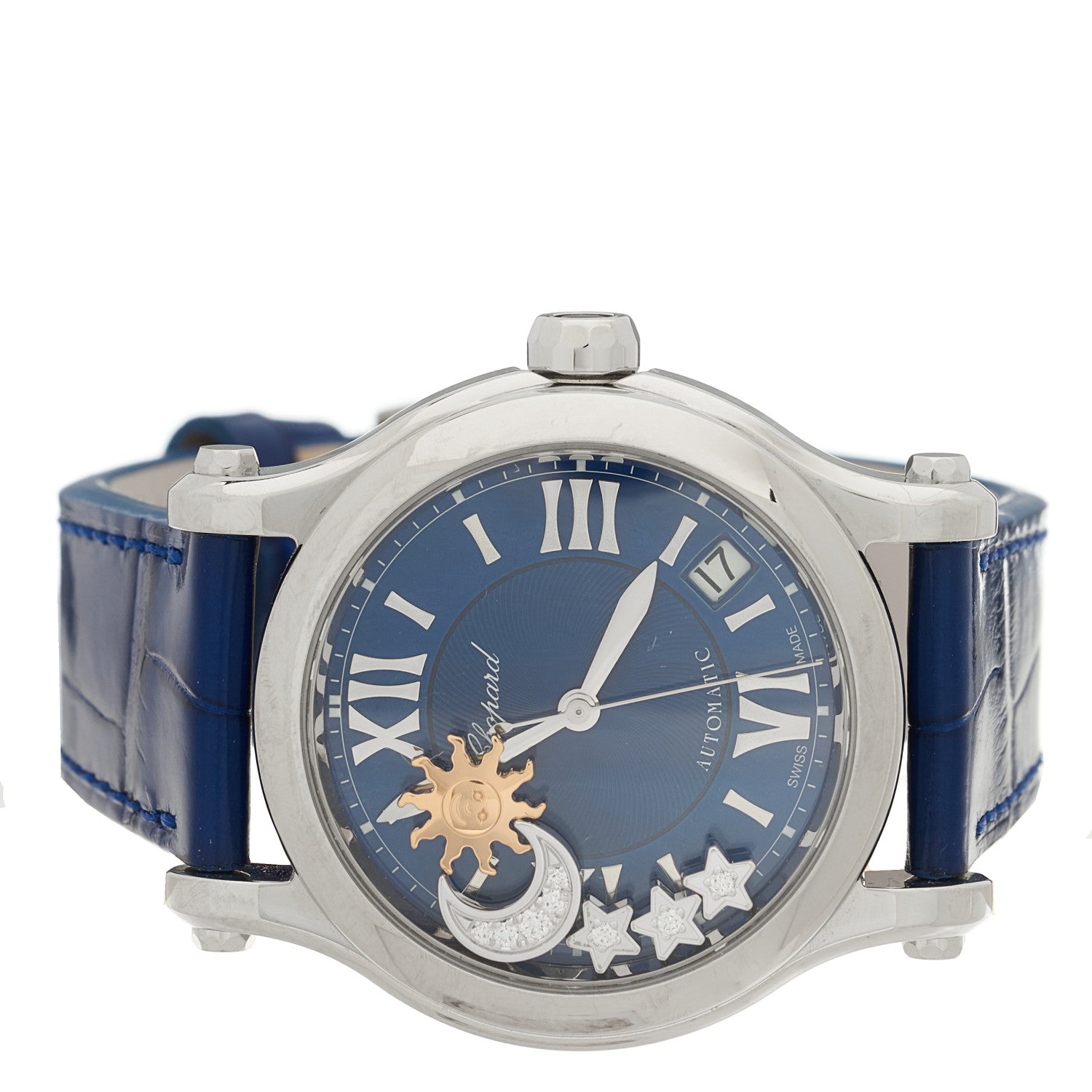 Chopard Stainless Steel Alligator Diamond 36mm Happy Sport Sun, Moon and Stars Automatic Watch 2 of 4