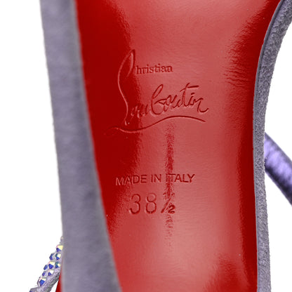 Christian Louboutin Suede Crystal Strass Rosalie 100 Sandals 38.5 Lilac Smoke 7 of 8