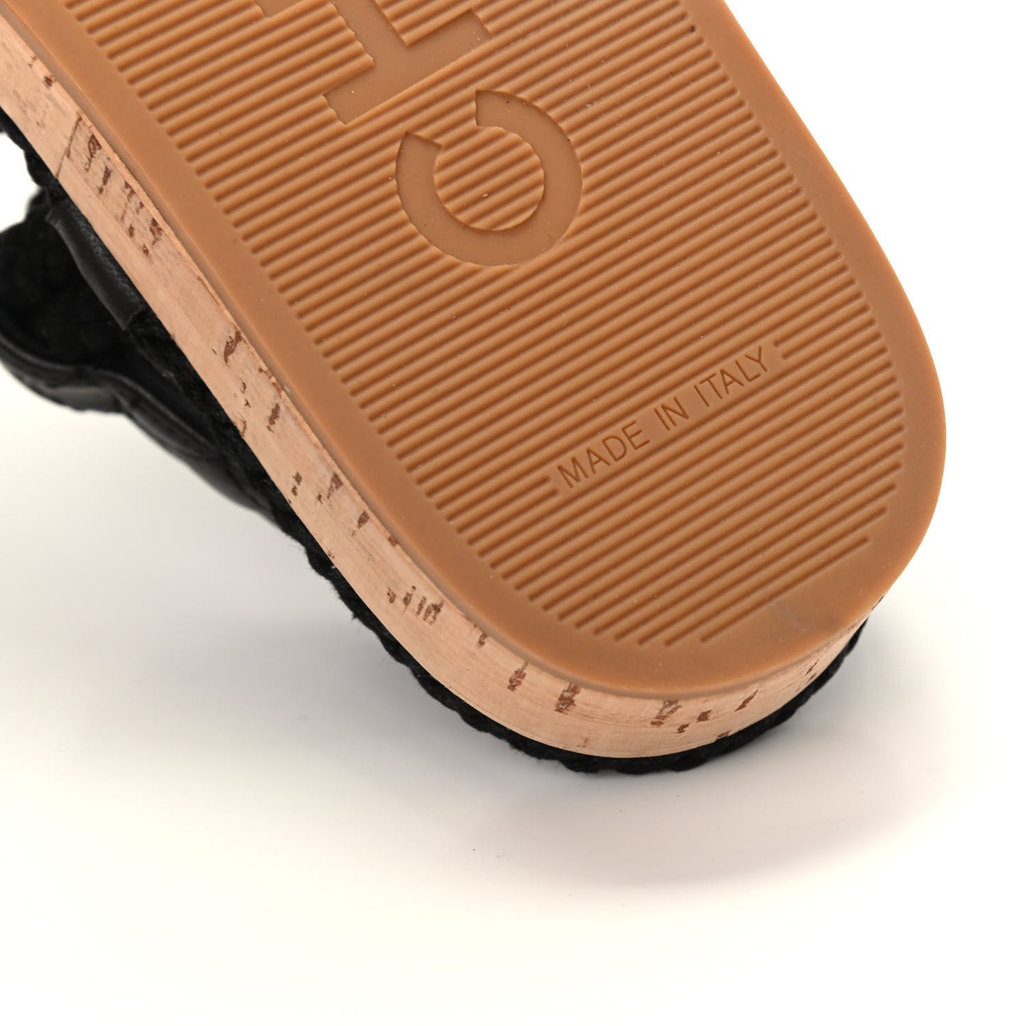 Cord Lambskin Quilted Logo Sandals 36 Black