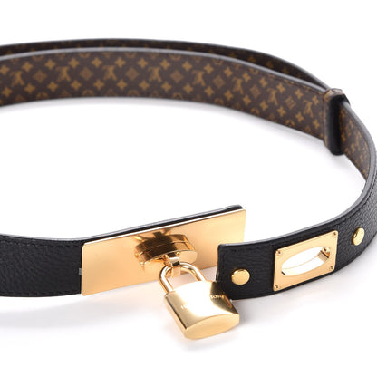 Louis Vuitton Calfskin Monogram 25mm Lock Me Belt Black 4 of 5