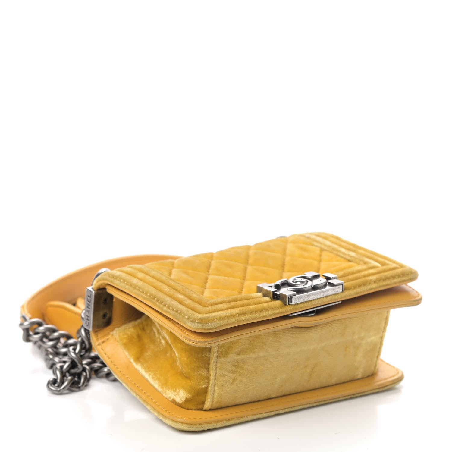 Chanel Velvet Quilted Mini Boy Flap Yellow 3 of 4