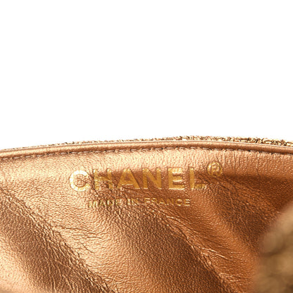 Chanel Metallic Crackled Calfskin Quilted East West Flap Dark Gold 7 of 8