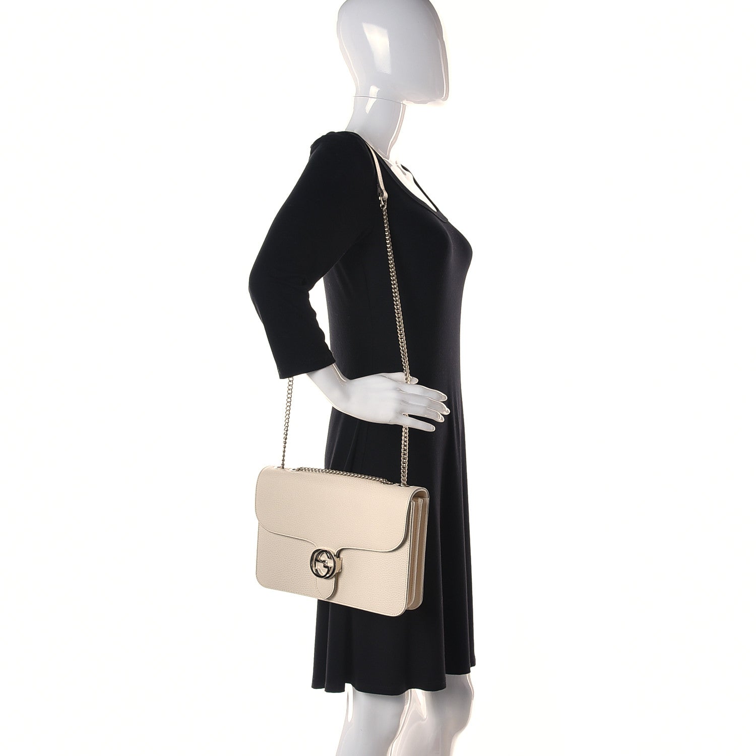 Gucci Dollar Calfskin Interlocking G Shoulder Bag Ivoire 2 of 11