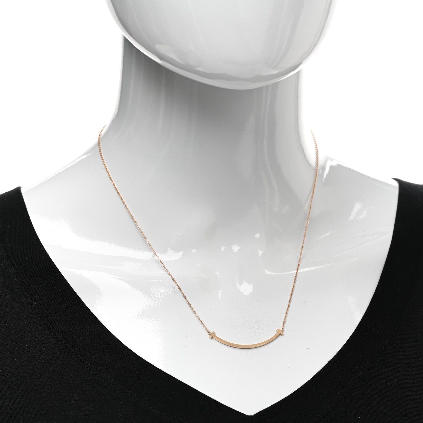 18K Rose Gold Small T Smile Pendant Necklace