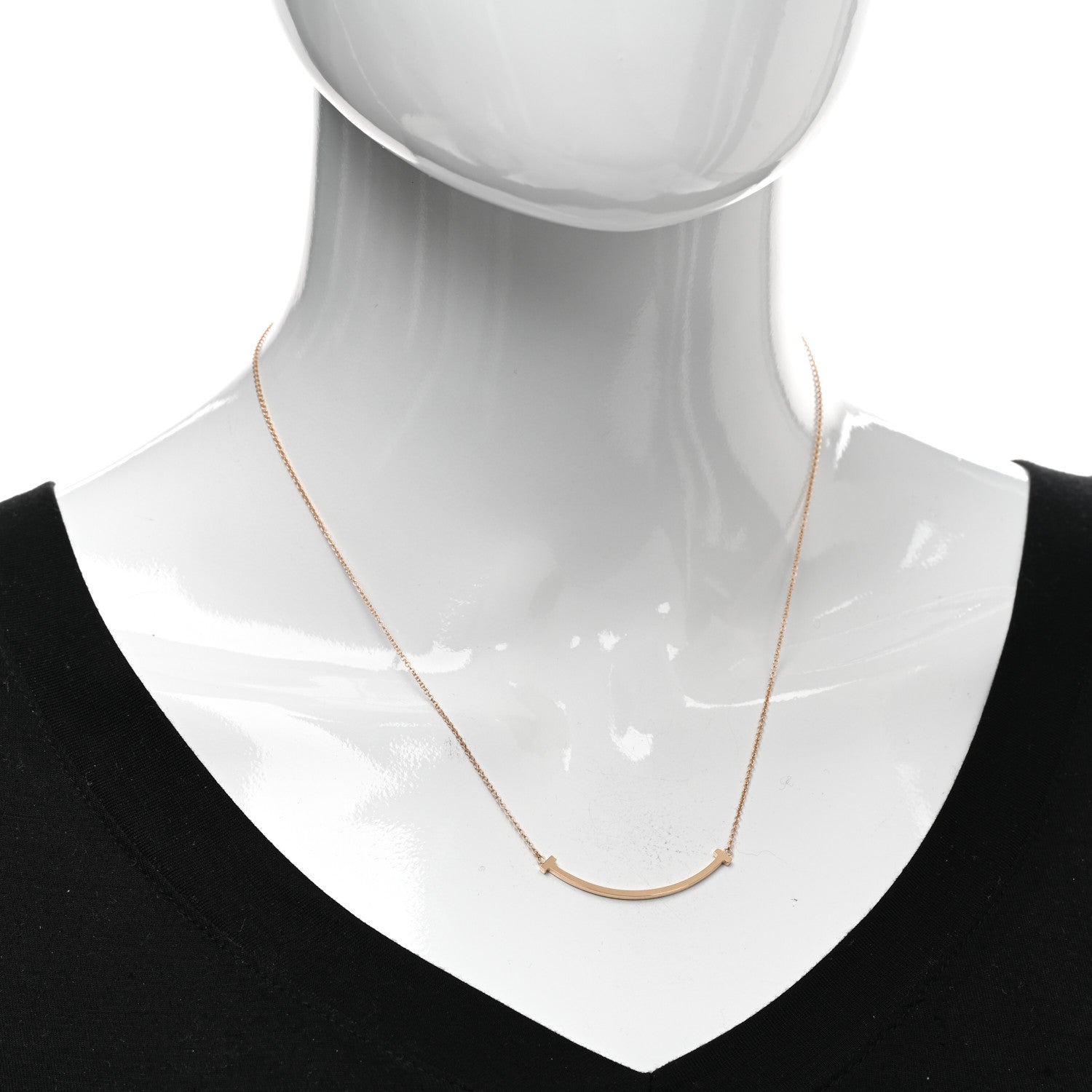 Tiffany 18K Rose Gold Small T Smile Pendant Necklace 2 of 5