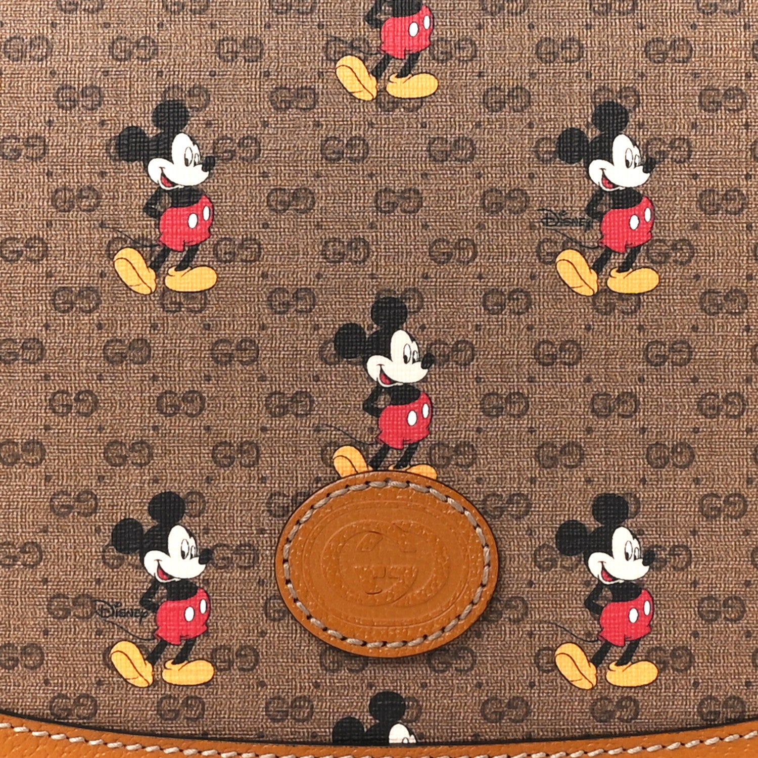 Gucci X DISNEY Mini Vintage GG Supreme Monogram Mickey Mouse Small Flap Messenger Bag Beige Vintage Sun Oil 8 of 12