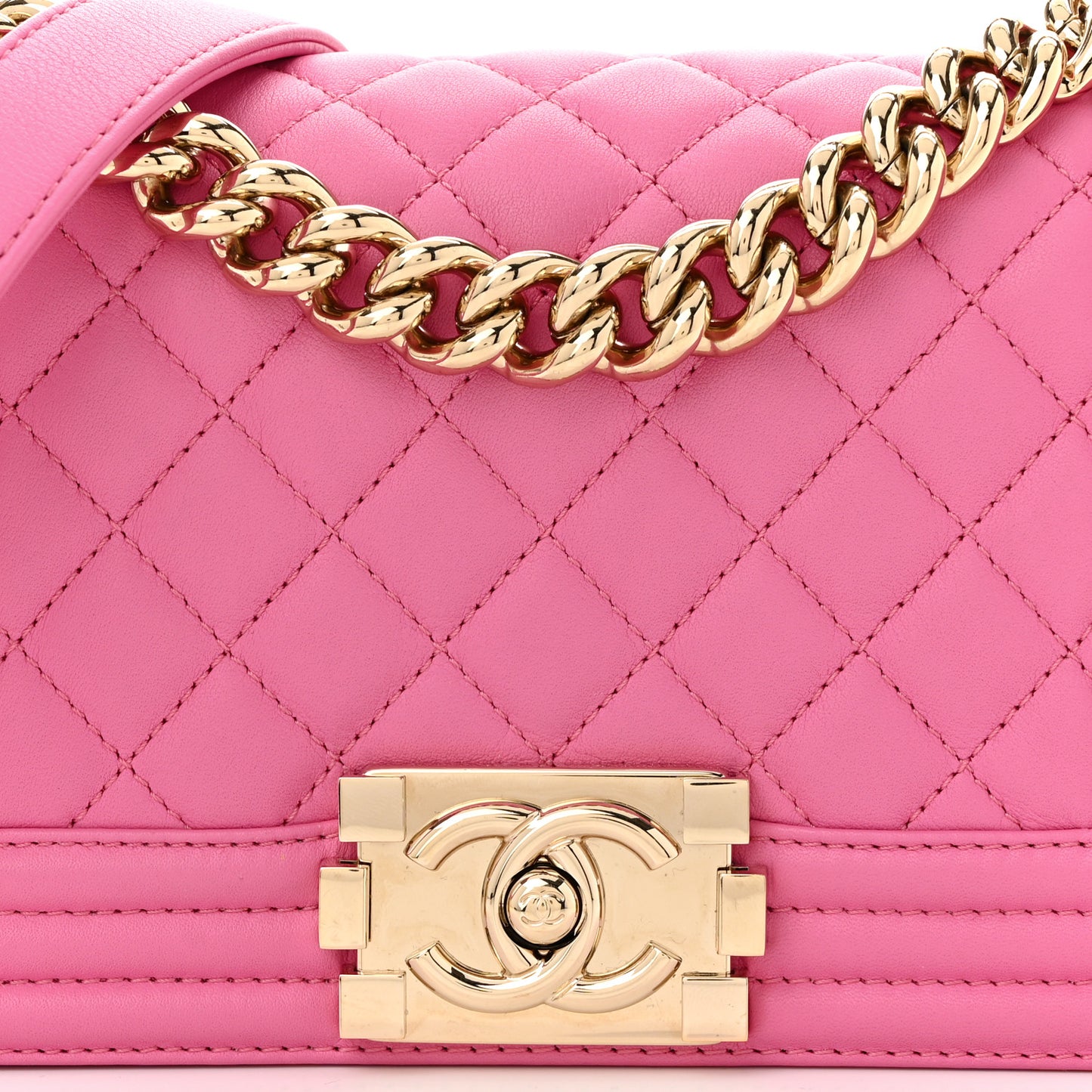 Calfskin Quilted Small Boy Flap Pink
