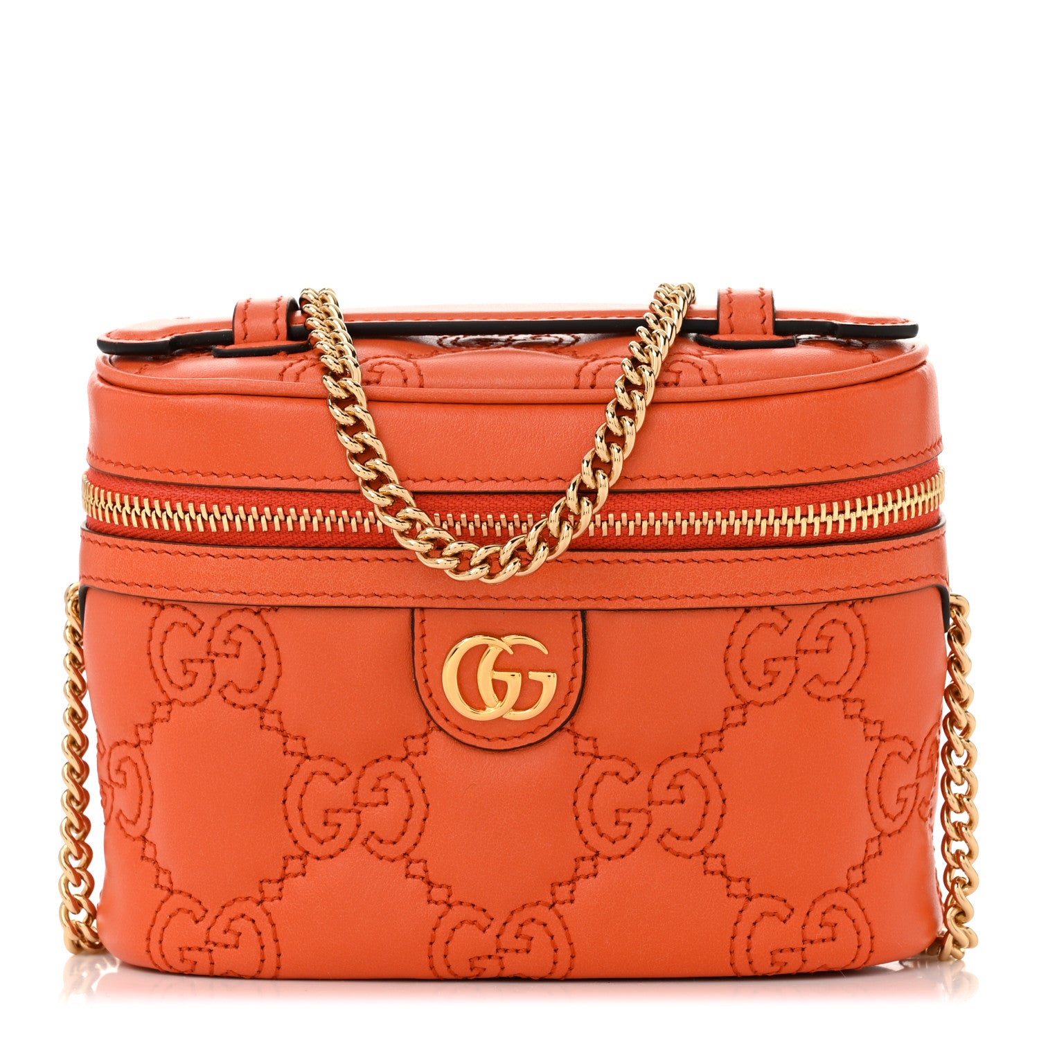 Gucci Calfskin GG Matelasse Mini Top Handle Bag Deep Orange 1 of 10
