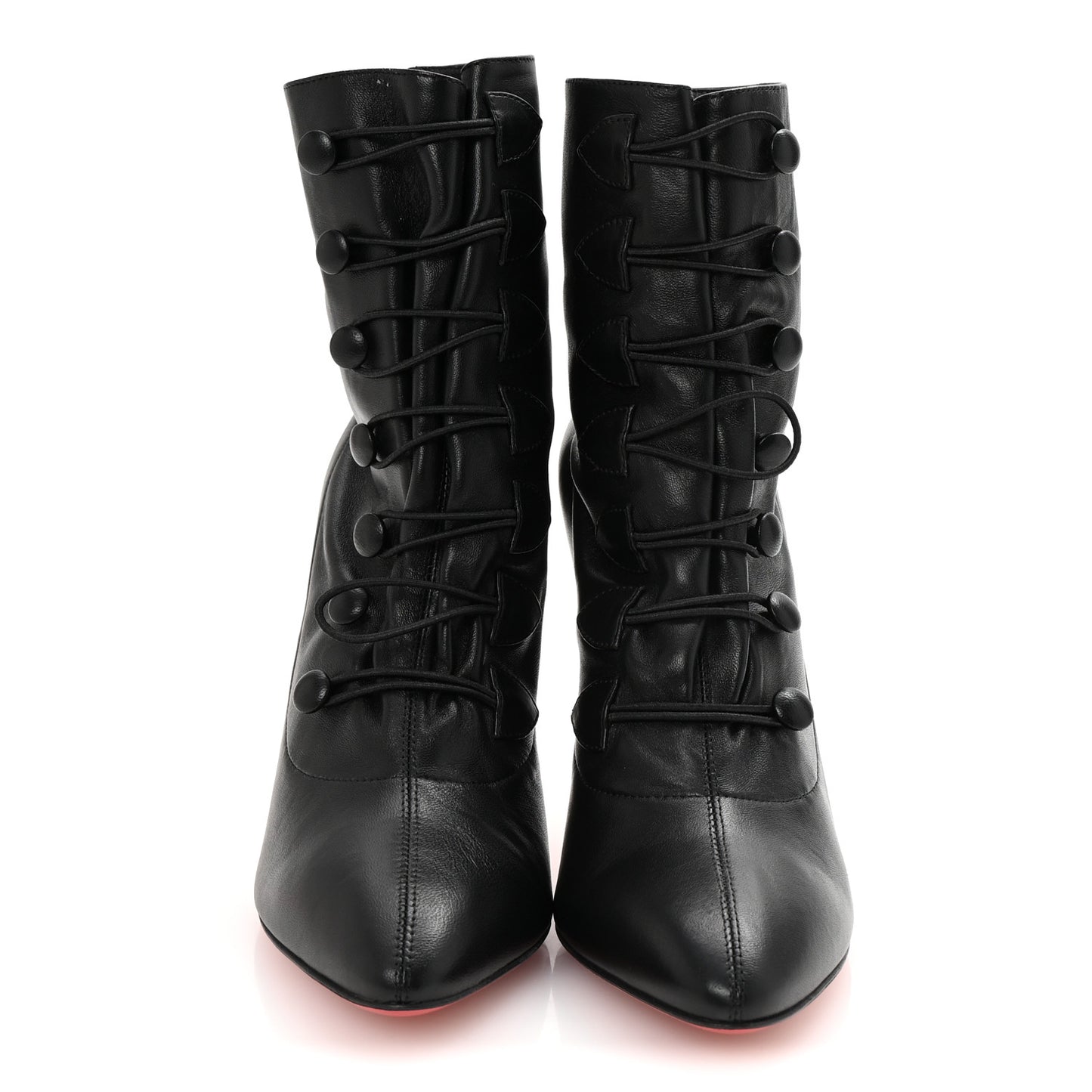 Calfskin French Tutu Button Ankle Boot  38 Black