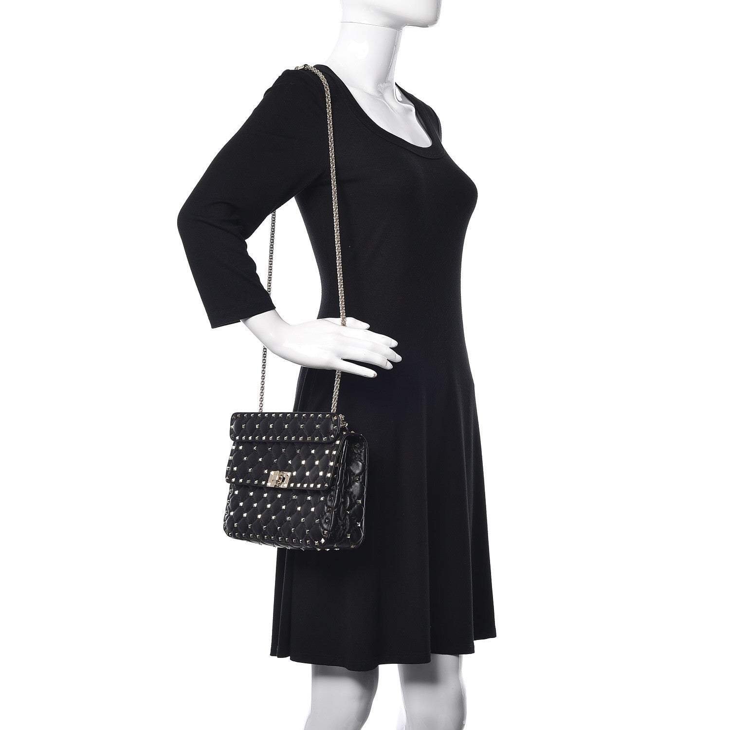 Valentino Garavani Lambskin Medium Rockstud Spike Shoulder Bag Black 2 of 13
