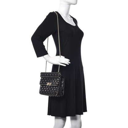 Valentino Garavani Lambskin Medium Rockstud Spike Shoulder Bag Black 2 of 13