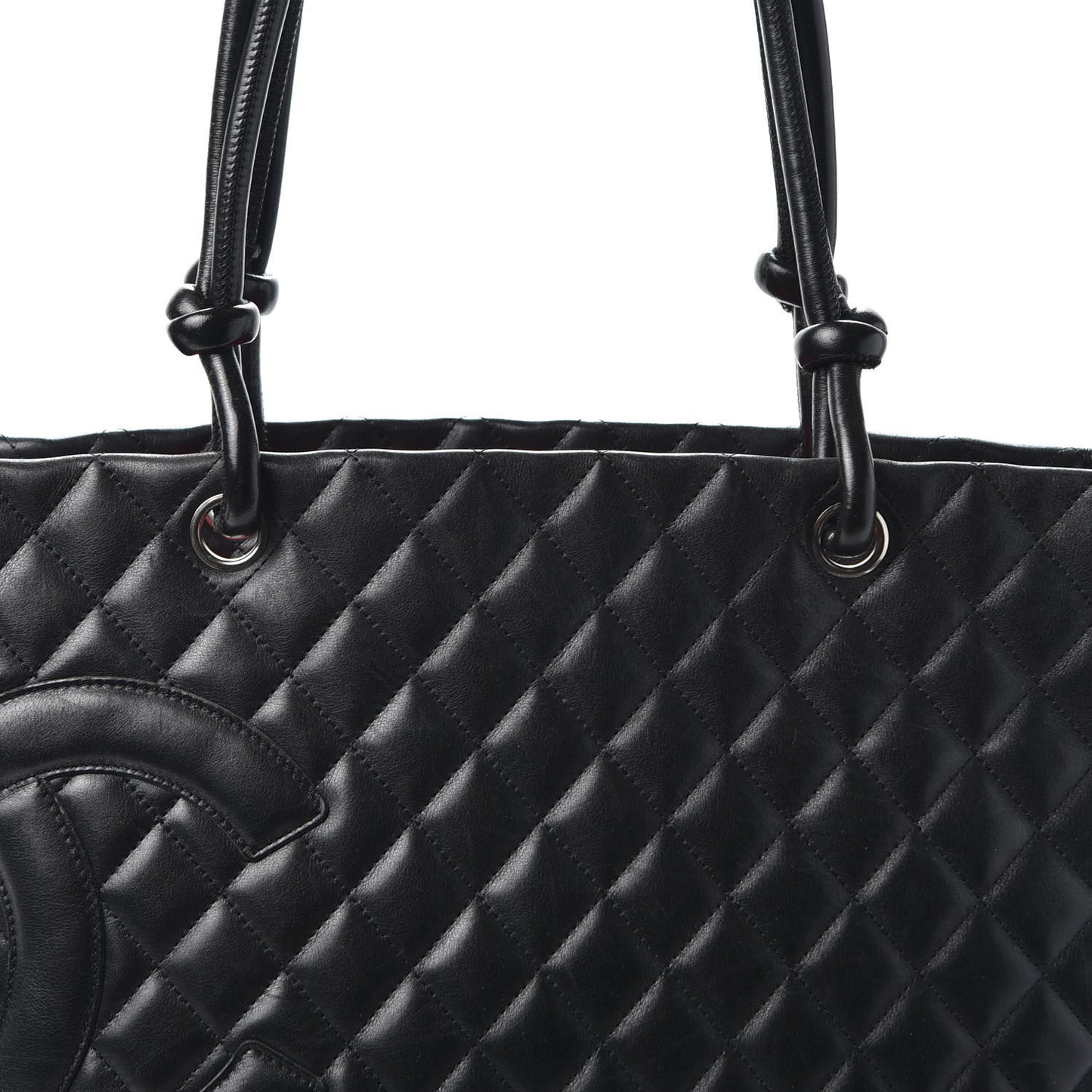 Calfskin Quilted Large Cambon Tote Black