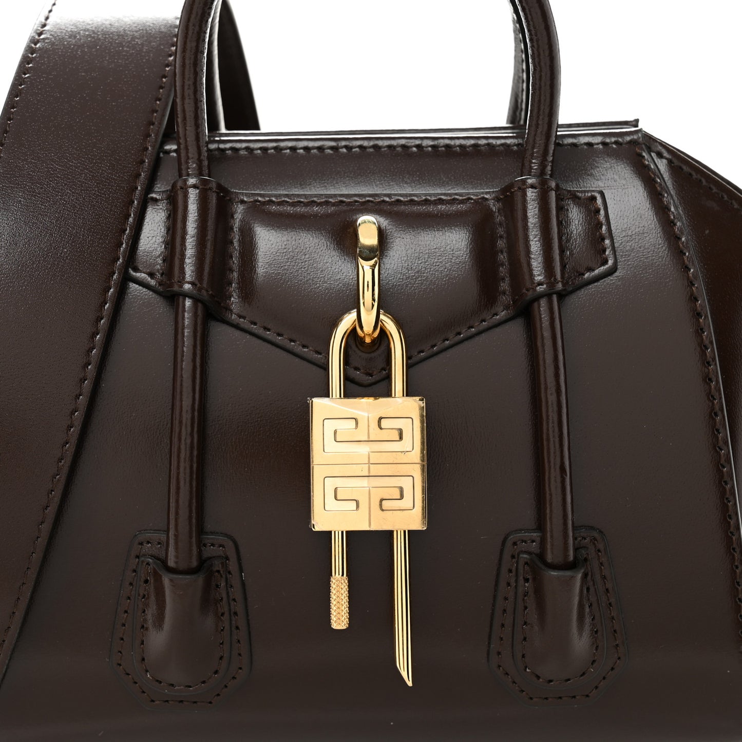 Box Calfskin Toy Lock Antigona Shoulder Bag Ebony Brown