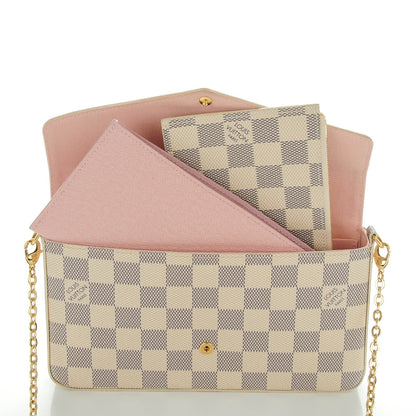 Louis Vuitton Damier Azur Pochette Felicie Chain Wallet Rose Ballerine 9 of 9