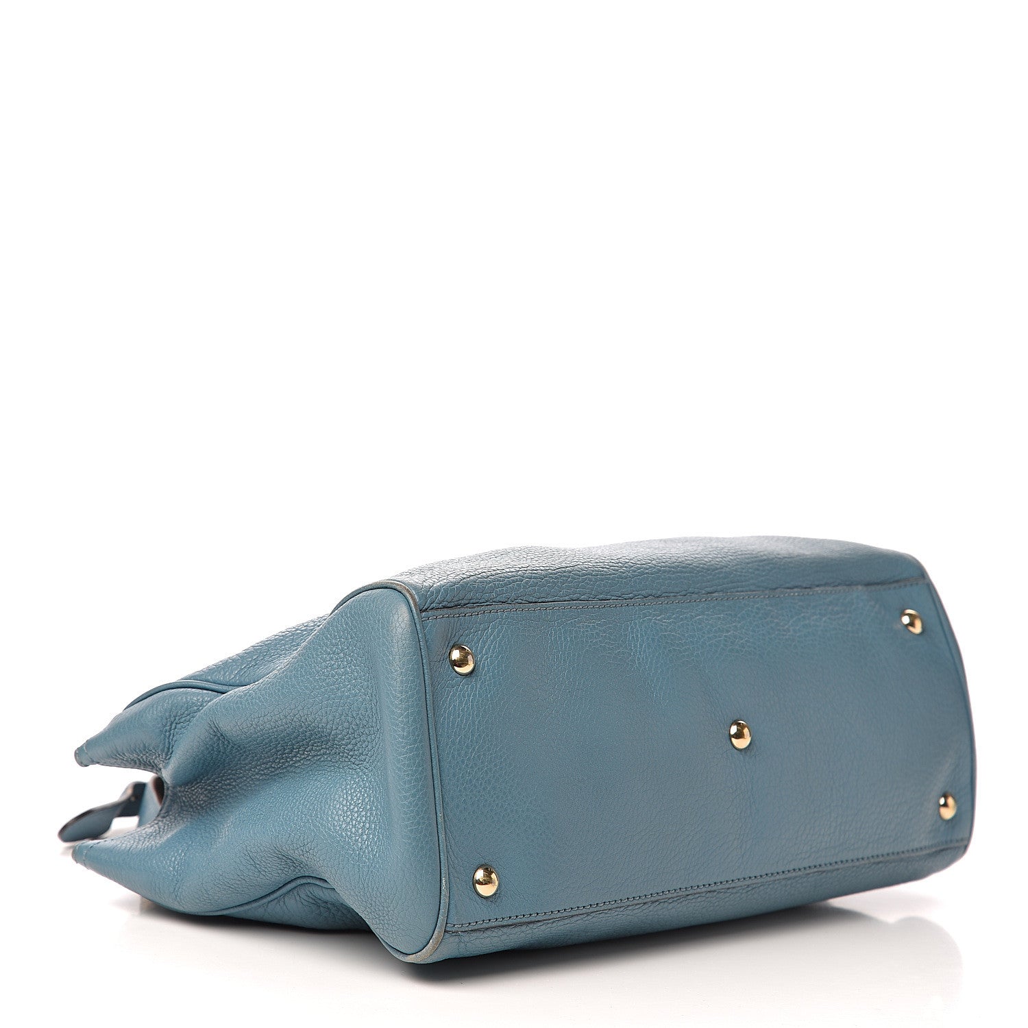 Gucci Pebbled Calfskin Medium Bamboo Shopper Tote Light Blue 3 of 15