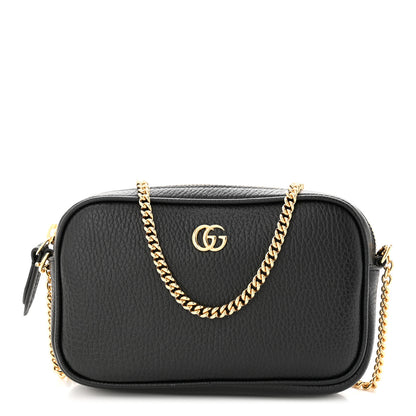 Gucci Dollar Calfskin Super Mini GG Marmont Chain Shoulder Bag Black 1 of 11
