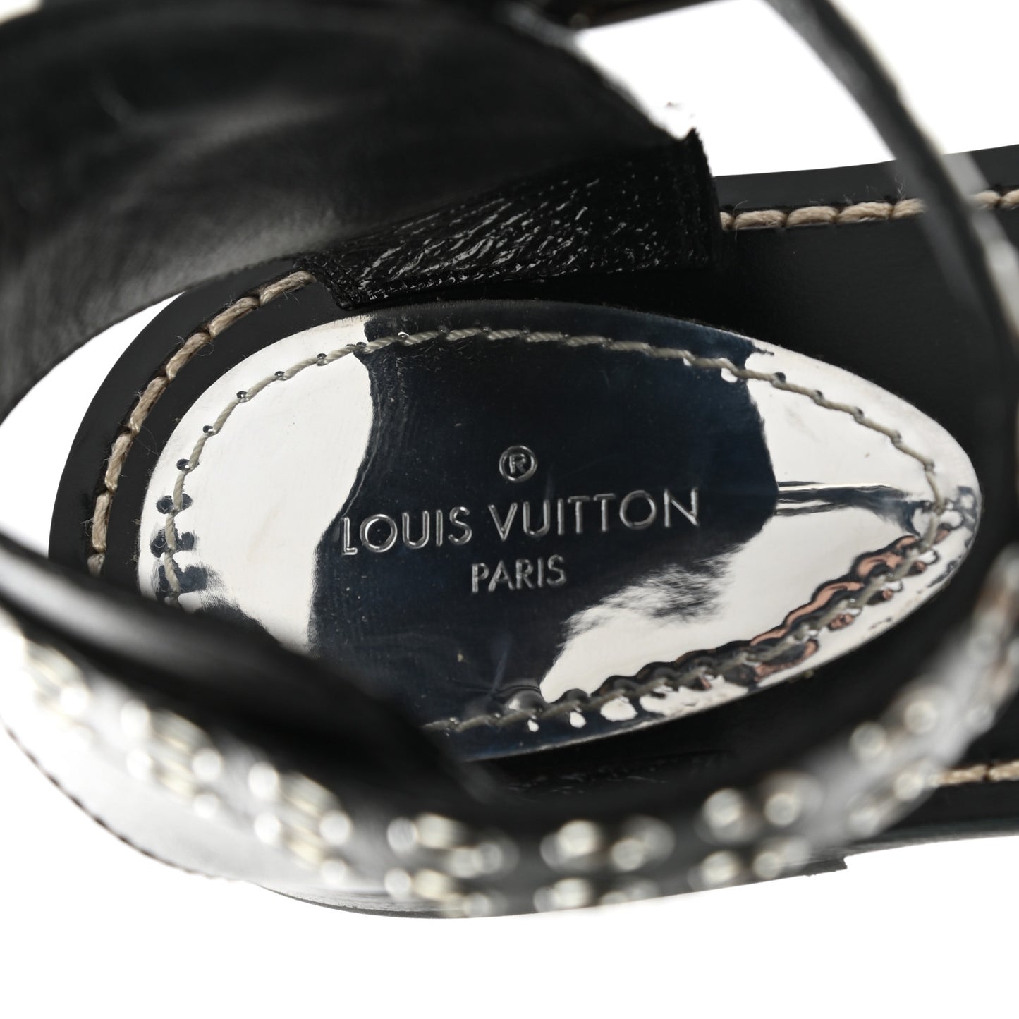 Calfskin Monogram Passenger Flat Sandals 36.5 Black