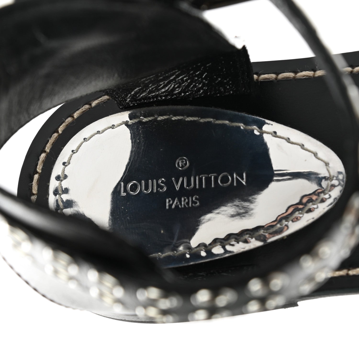 Louis Vuitton Calfskin Monogram Passenger Flat Sandals 36.5 Black 7 of 8