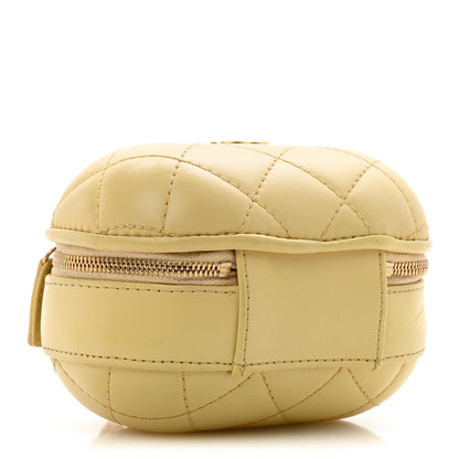 Chanel Lambskin Quilted CC Bubble Vanity Case With Chain Light Yellow 4 of 12