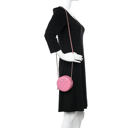 Chanel Caviar Quilted Gripoix CC Round Clutch With Chain Pink 2 of 11