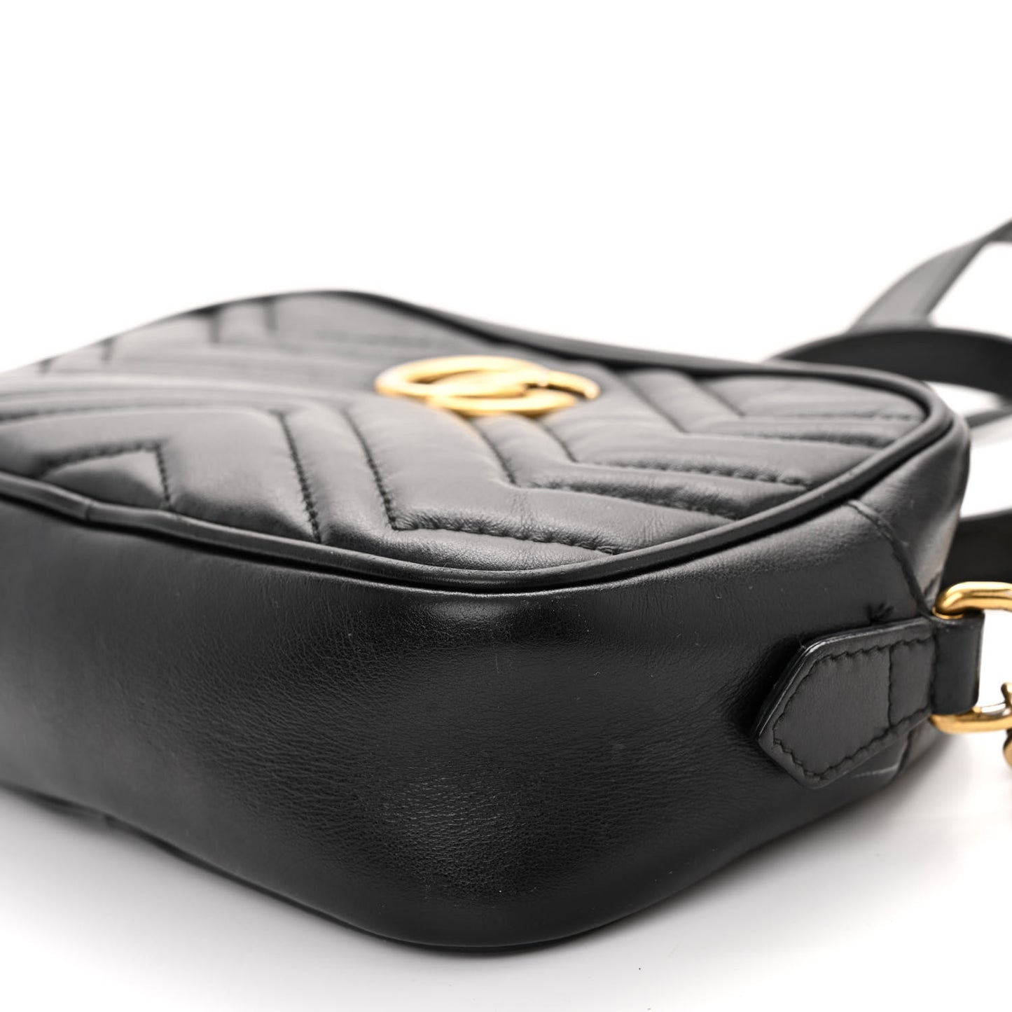 Calfskin Matelasse Mini GG Marmont Chain Shoulder Bag Black