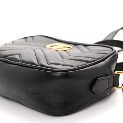 Gucci Calfskin Matelasse Mini GG Marmont Chain Shoulder Bag Black 6 of 12