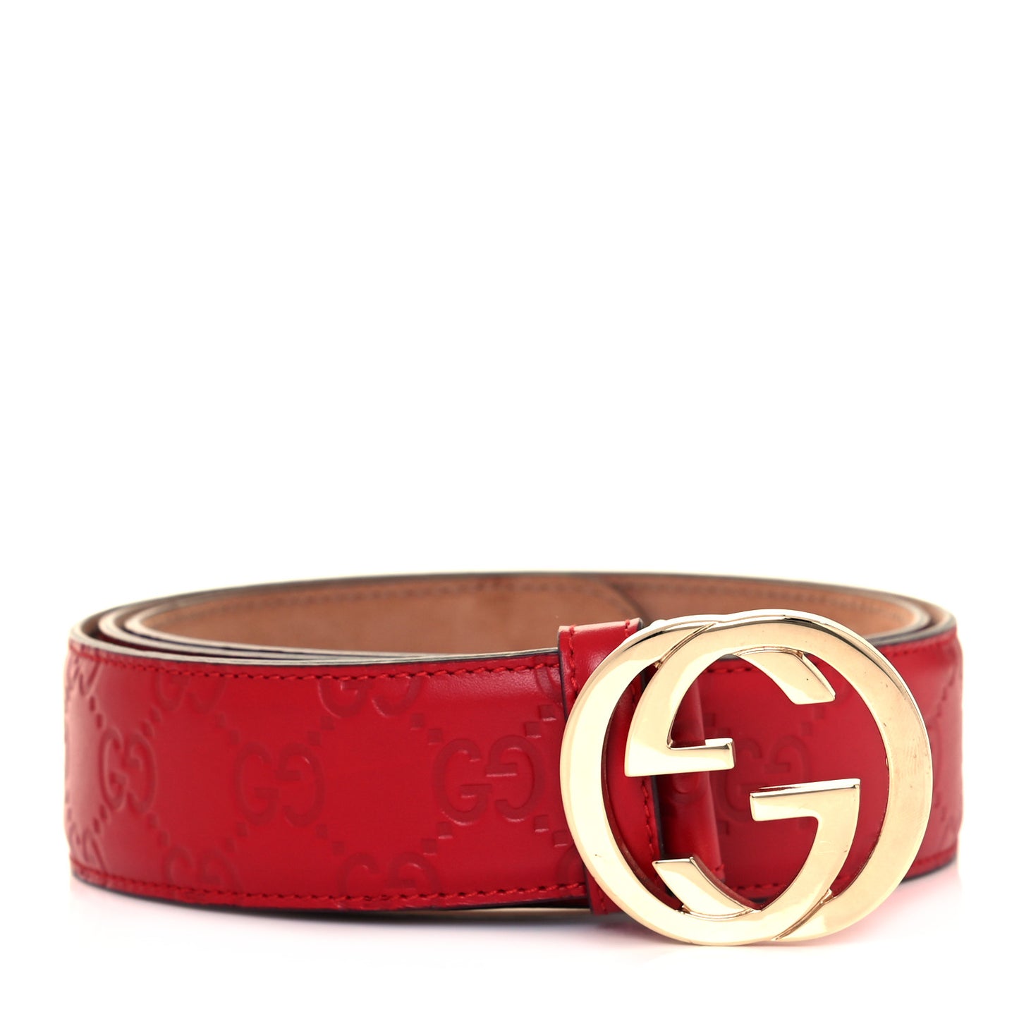 Guccissima Signature Interlocking G 37mm Belt 95 38 Hibiscus Red