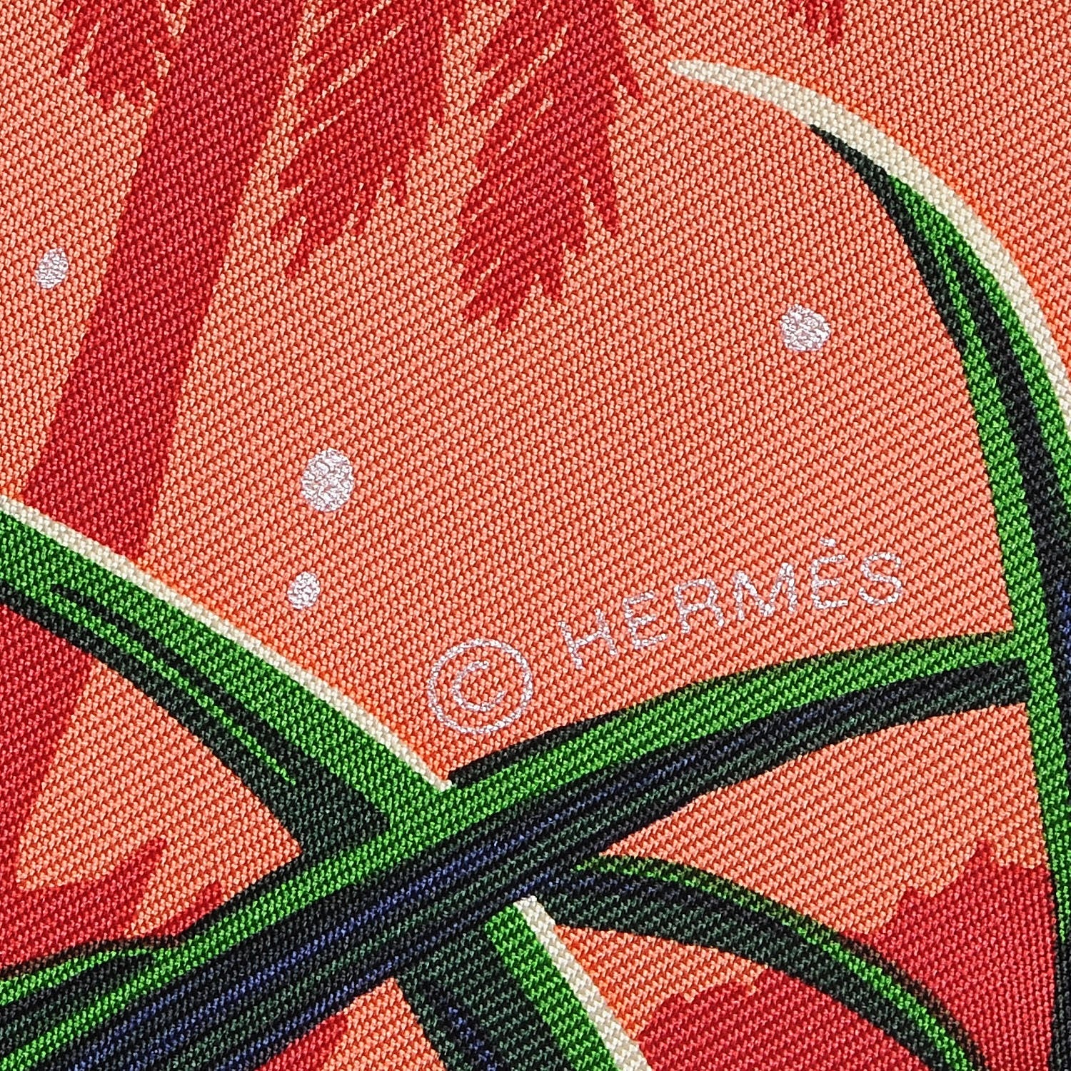 Hermes Silk Tyger Tyger Scarf 90 Saumon Corail Vert 5 of 5