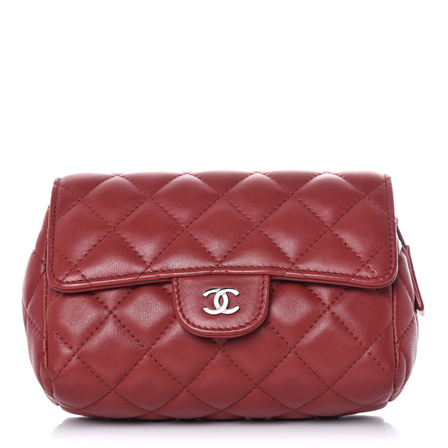 Chanel Lambskin Quilted Flap Cosmetic Case Red 1 of 7