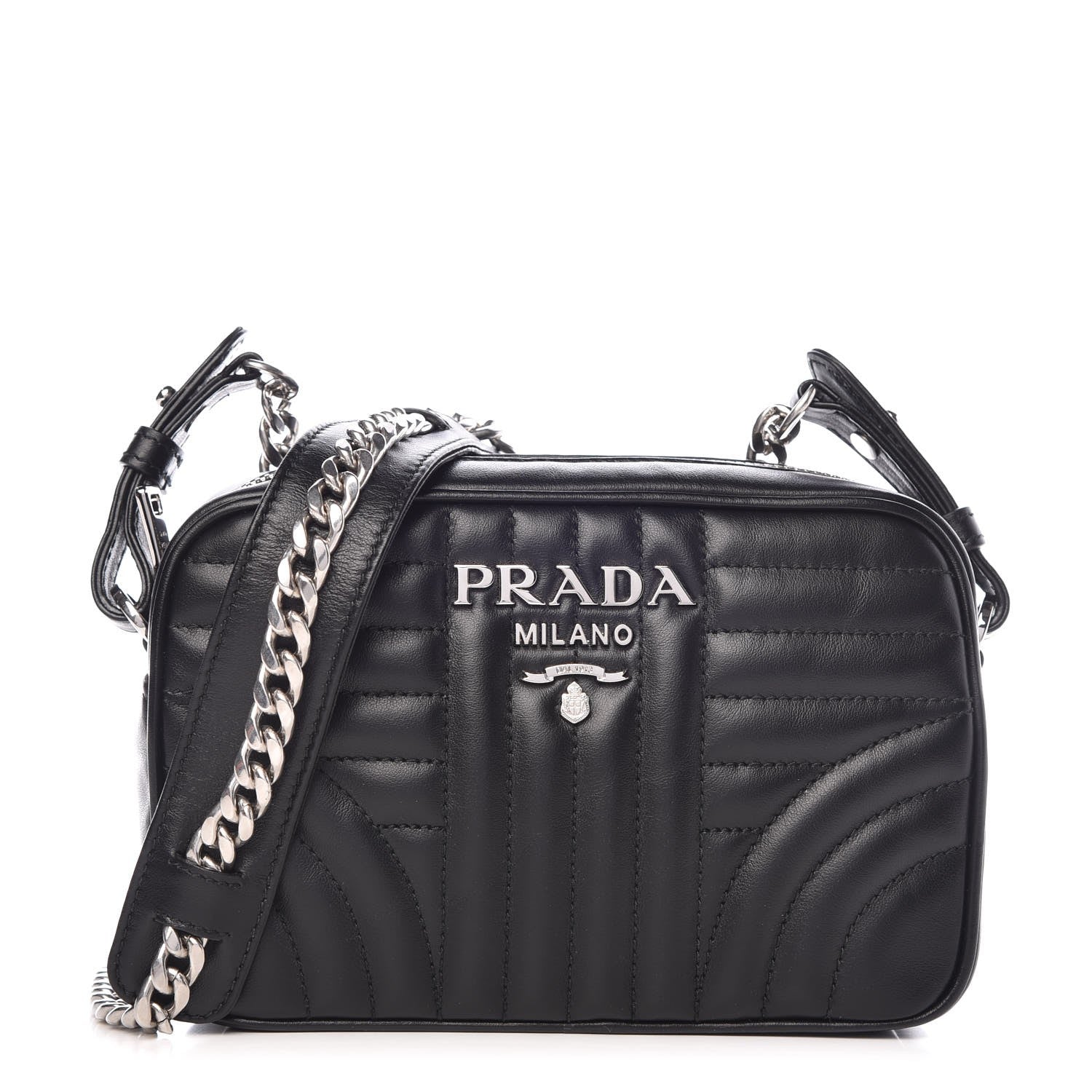 Prada Soft Calfskin Diagramme Crossbody Bag Black 1 of 8