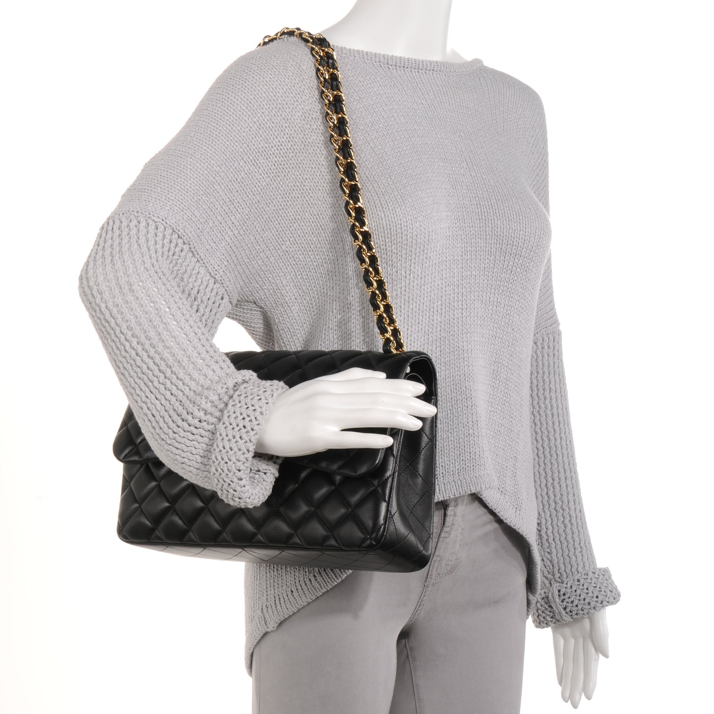 Lambskin Jumbo Double Flap Black