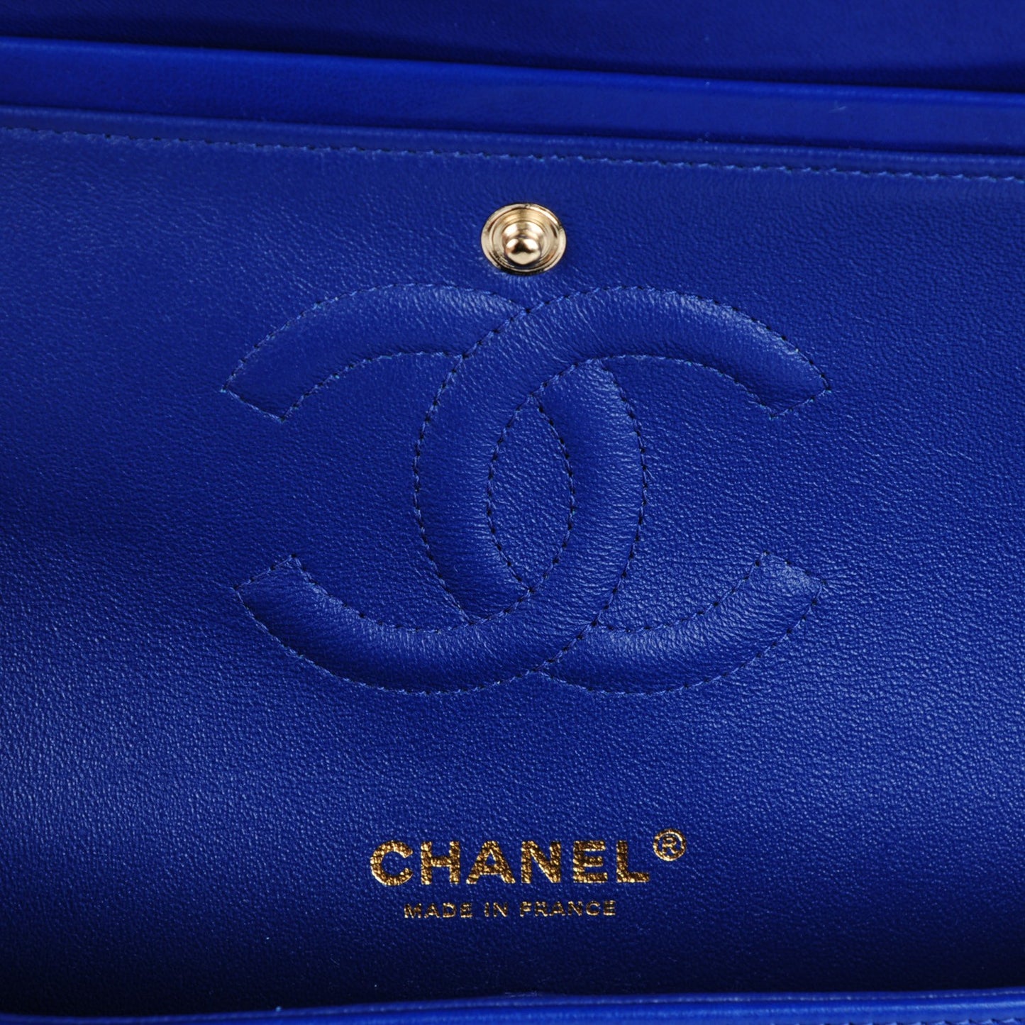 Lambskin Quilted Medium Double Flap Blue