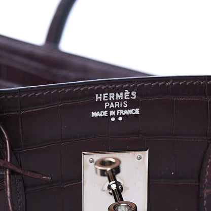 Hermes Matte Crocodile Birkin 35 Chocolate 7 of 37