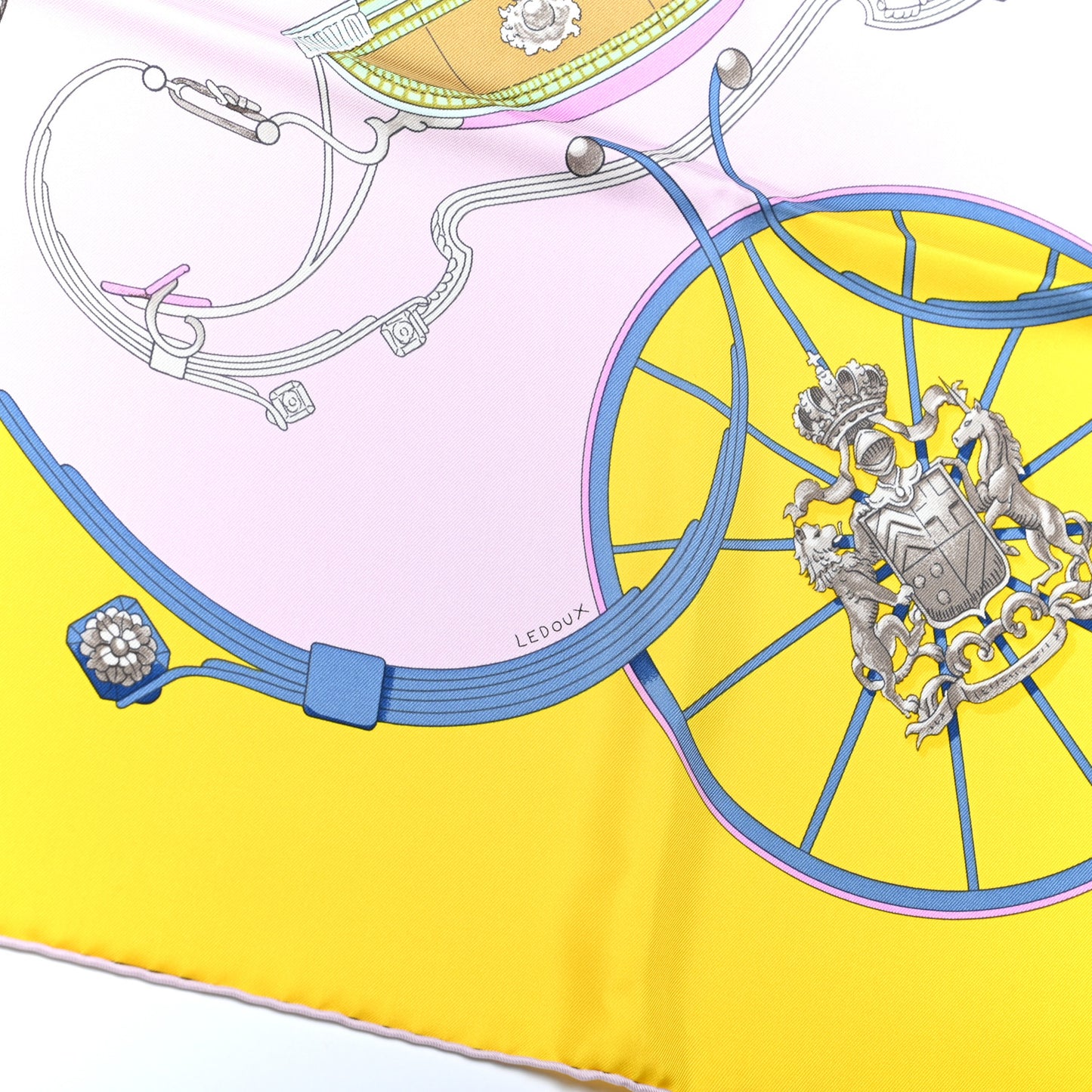 Silk Springs Scarf 90 Jaune Citron Parme Blanc