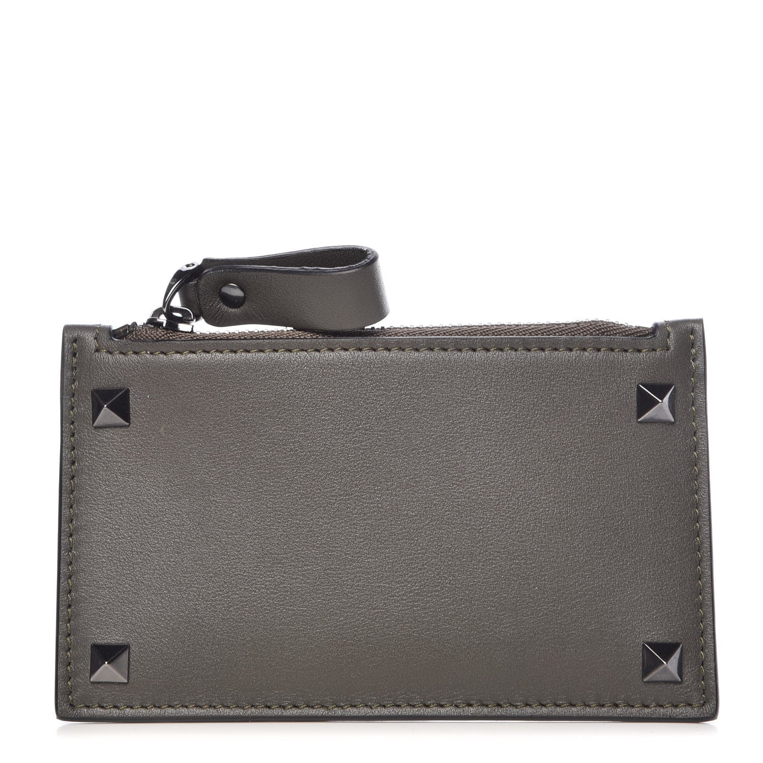 Valentino Garavani Vitello Rockstud Coin Case Card Holder Green 1 of 10
