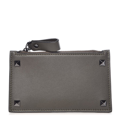 Valentino Garavani Vitello Rockstud Coin Case Card Holder Green 1 of 10