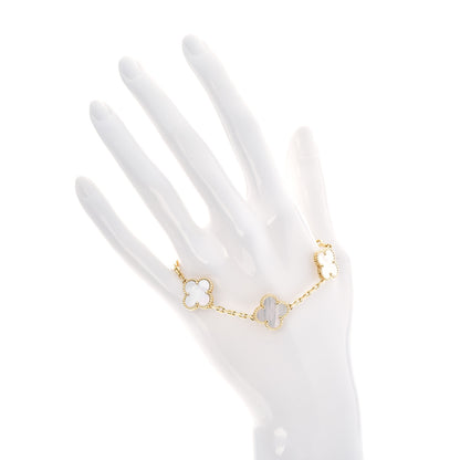 Van Cleef & Arpels 18K Yellow Gold Mother of Pearl 5 Motifs Vintage Alhambra Bracelet 2 of 6