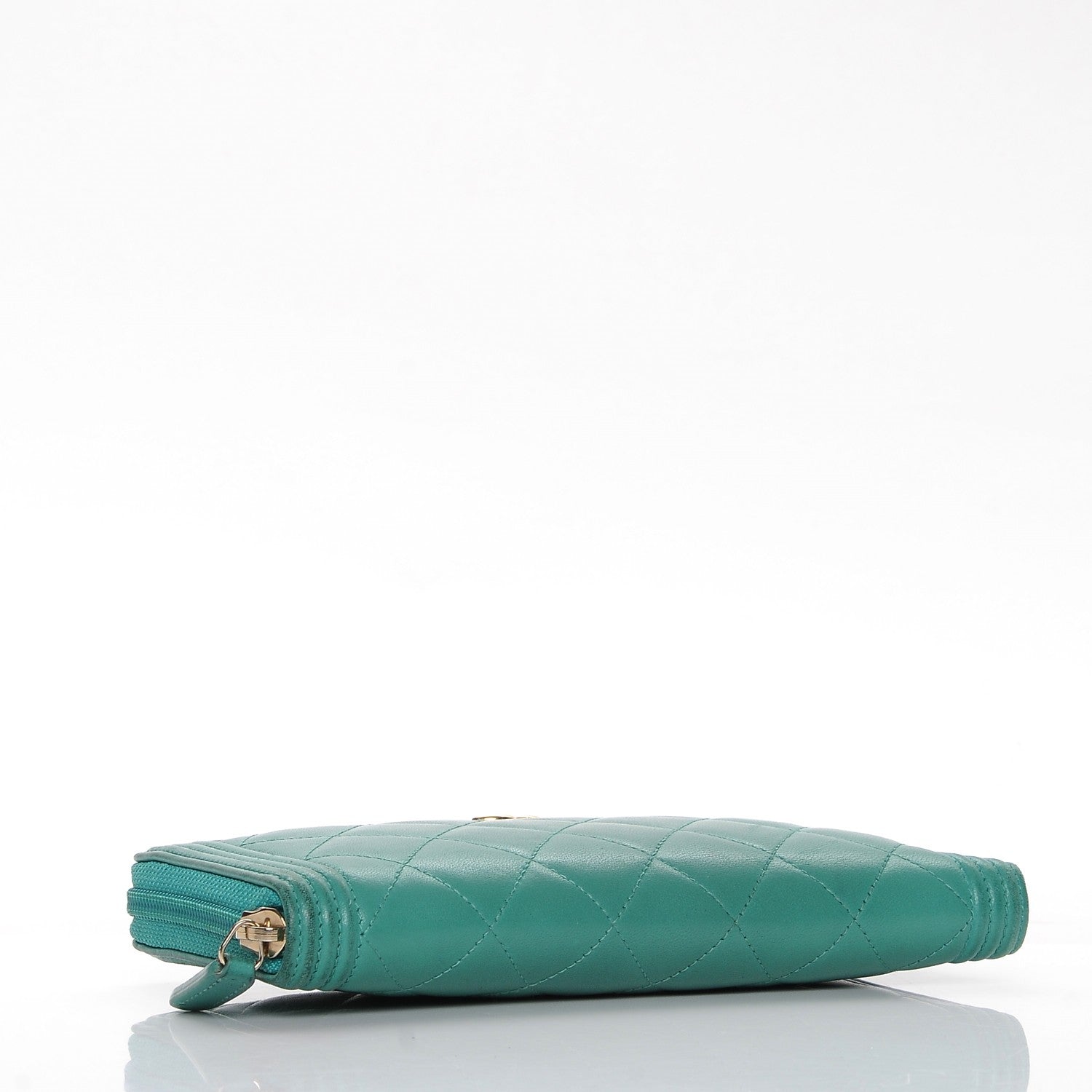 Chanel Lambskin Quilted Boy Zip Around Wallet Green 4 of 18