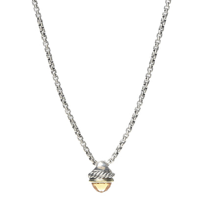 David Yurman Sterling Silver 14K Yellow Gold Citrine Acorn Pendant Necklace 1 of 5