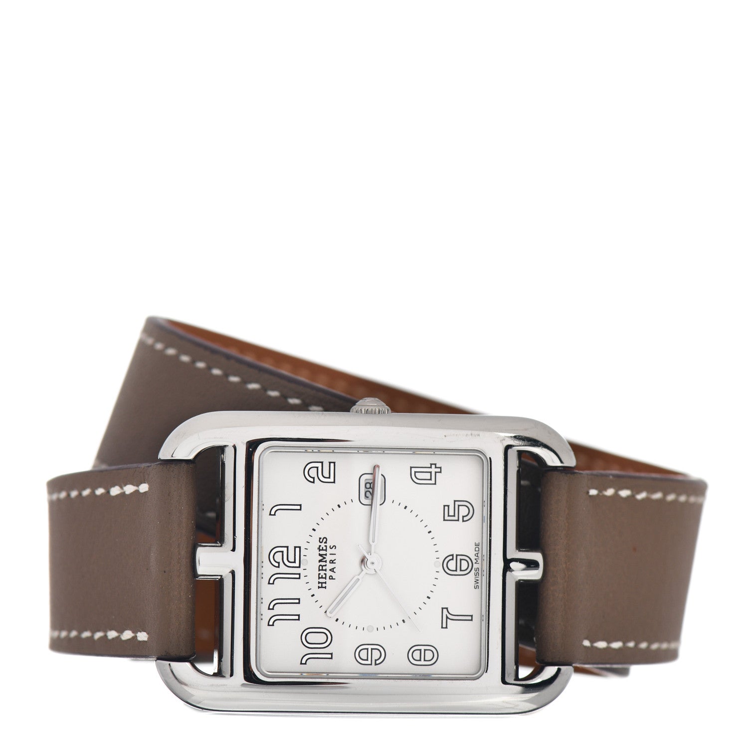 Hermes Stainless Steel Swift 29mm Cape Cod Double Tour Quartz Watch Etoupe 2 of 4