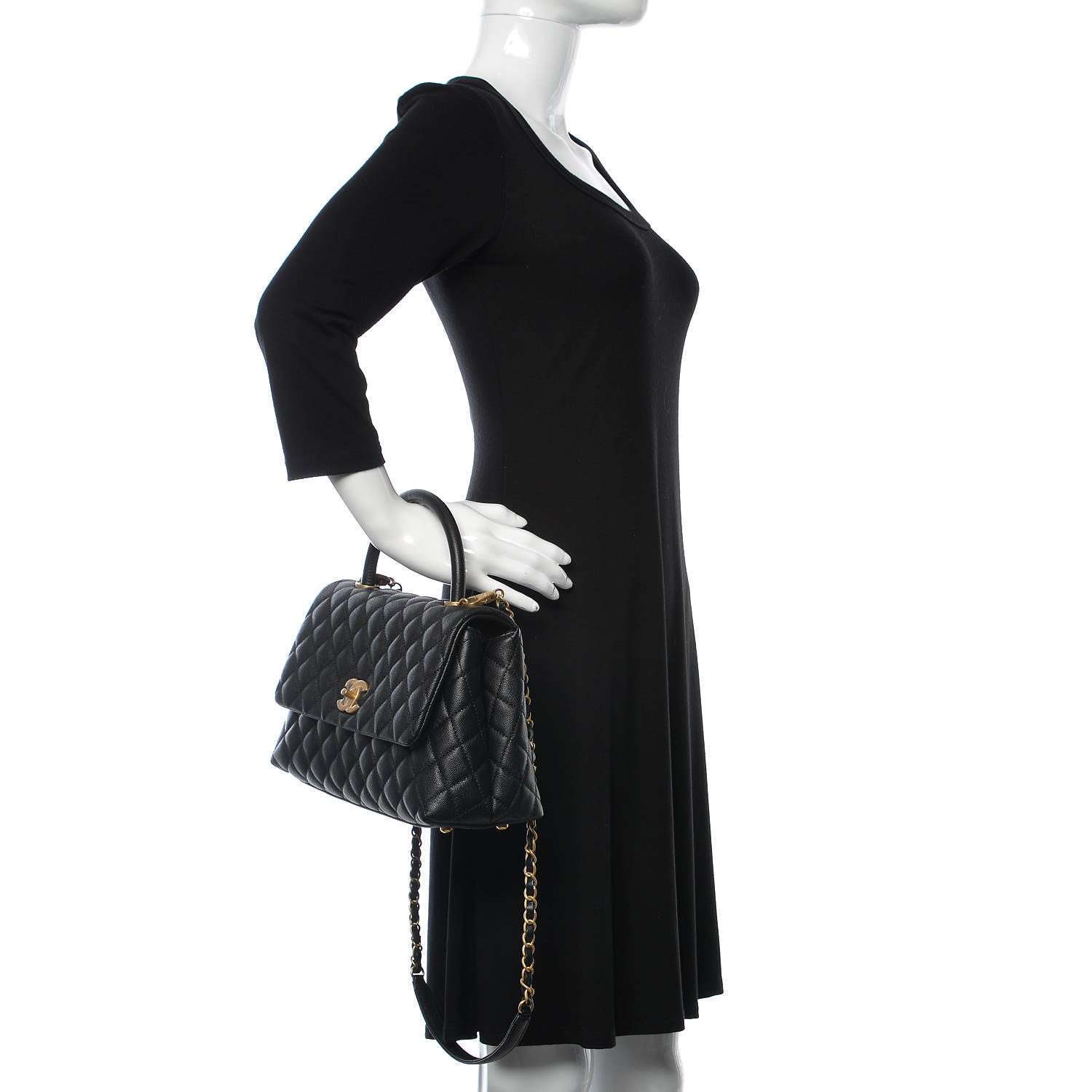 Chanel Caviar Quilted Small Coco Handle Flap Black 3 of 11