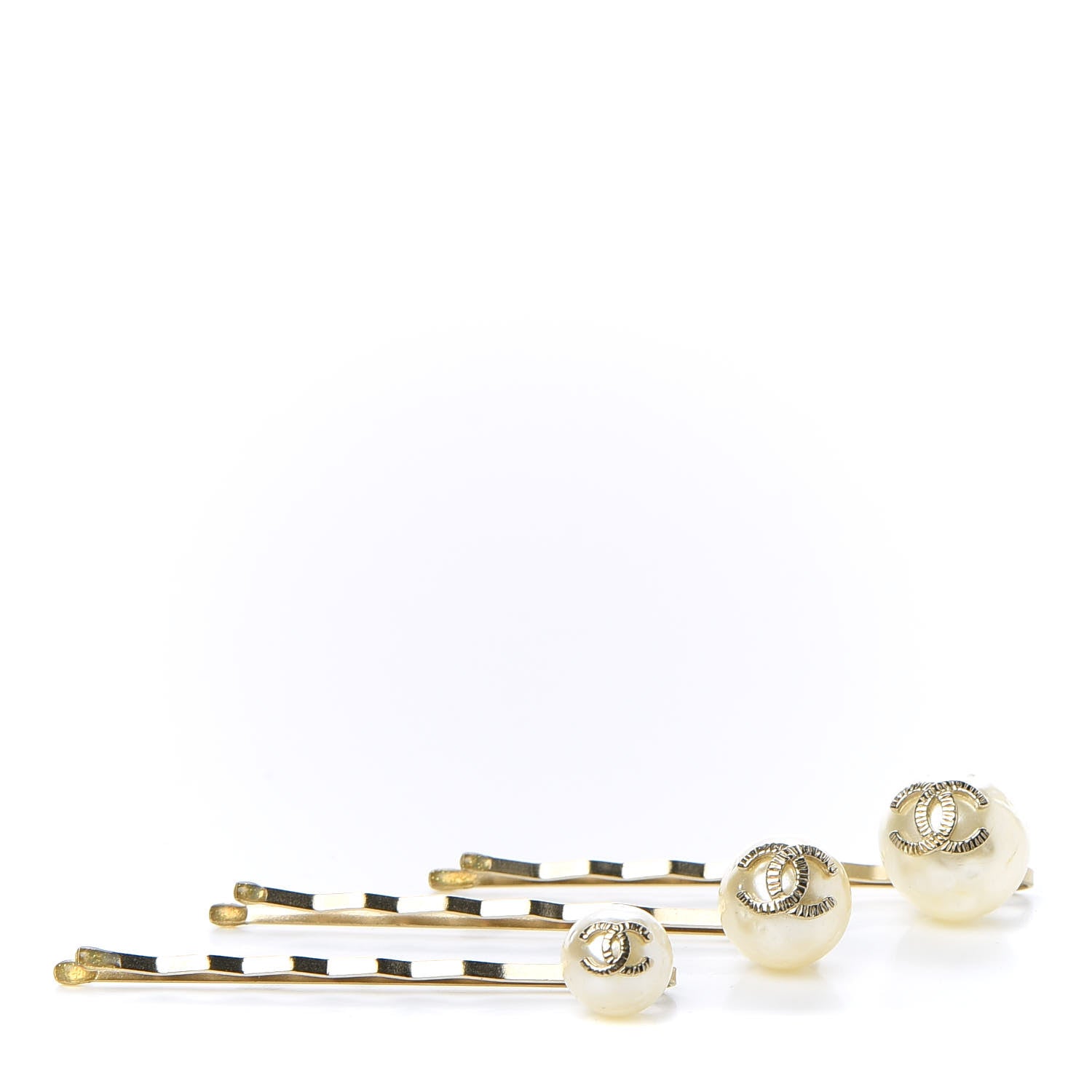 Chanel Pearl CC Hair Clip Barrette Set of 3 1 of 4