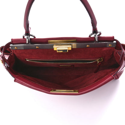 Fendi Vitello Suede Medium Peekaboo Iconic Satchel Rubino Peonia 5 of 14